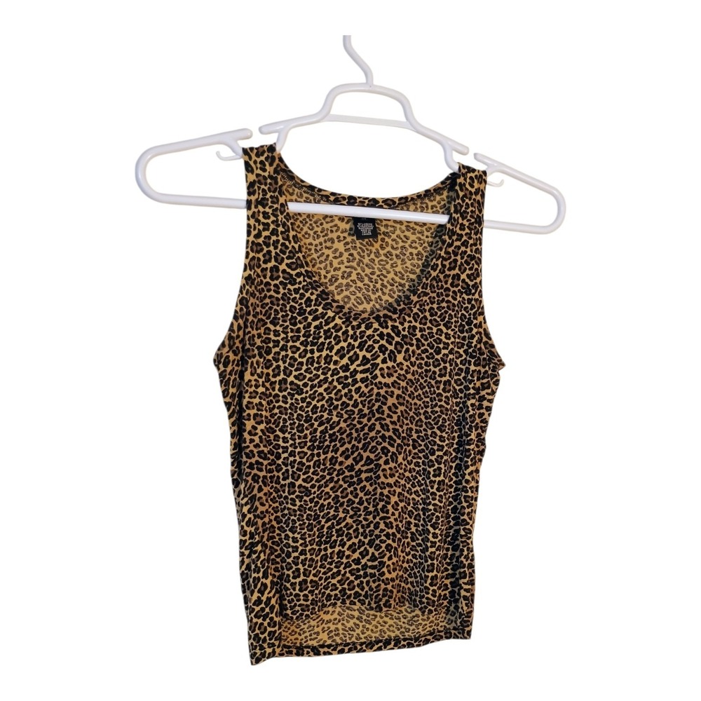 Club‎ Monaco Womens Large Tan Black Brown Leopard Print High Low Soft Tank Top
